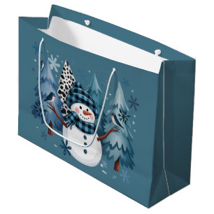 Schneemann Lustige Weihnachten Xmas Ferien Bäume Große Geschenktüte