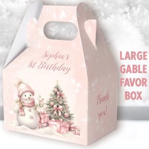 Schneemann Mädchen Rosa Weihnachten 1. Geburtstag Geschenkschachtel