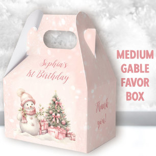 Schneemann Mädchen Rosa Weihnachten 1. Geburtstag Geschenkschachtel