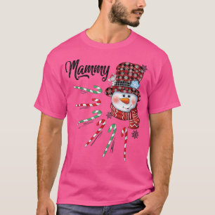 Schneemann Mammy Zuckerstange Rot kariert Weihnach T-Shirt
