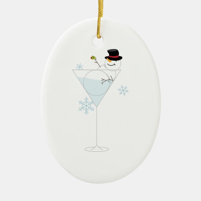 Schneemann Martini Keramikornament (Vorne)