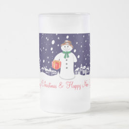 Schneemann Mattglas Bierglas