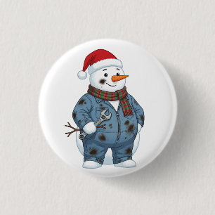 Schneemann-Mechaniker-Weihnachten 2026 Feiertag Bl Button