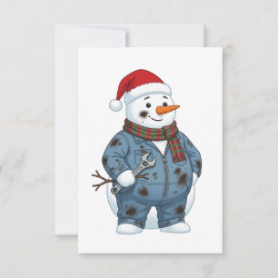 Schneemann-Mechaniker-Weihnachten 2026 Feiertag Bl Mitteilungskarte