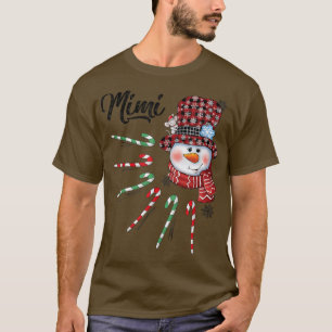 Schneemann Mimi Zuckerstange Rot kariert Weihnacht T-Shirt