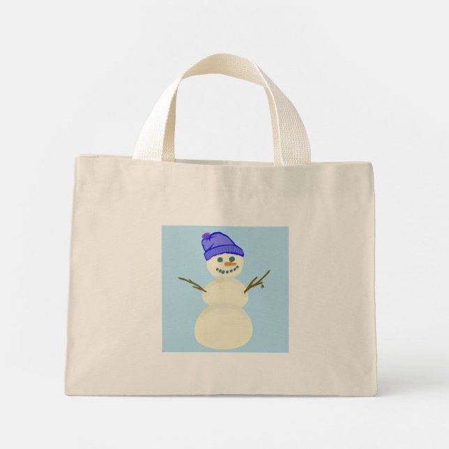 Schneemann Mini-Tasche Mini Stoffbeutel (Rückseite)