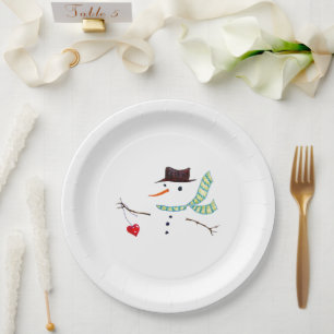 Schneemann Minimalistische Winterparty Pappteller