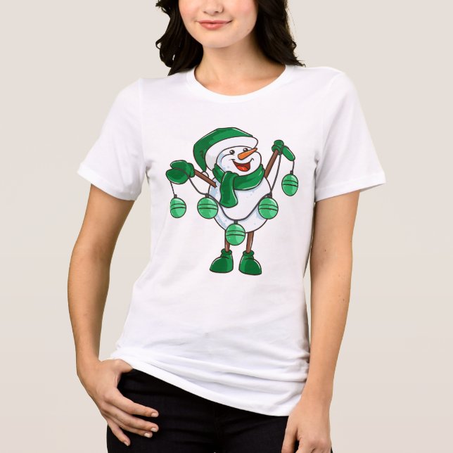 Schneemann mit Bauern| Weihnachten Tri-Blend Shirt (Vorderseite)