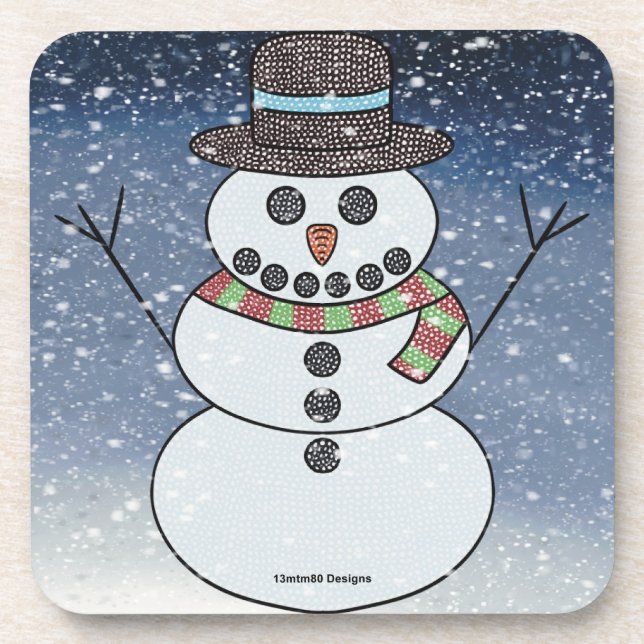 Schneemann mit BG - Kunststoff-Untersetzer Getränkeuntersetzer (Vorderseite)