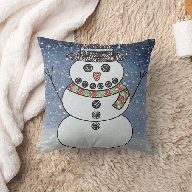 Schneemann mit BG (Single) - Kissen (Decke)