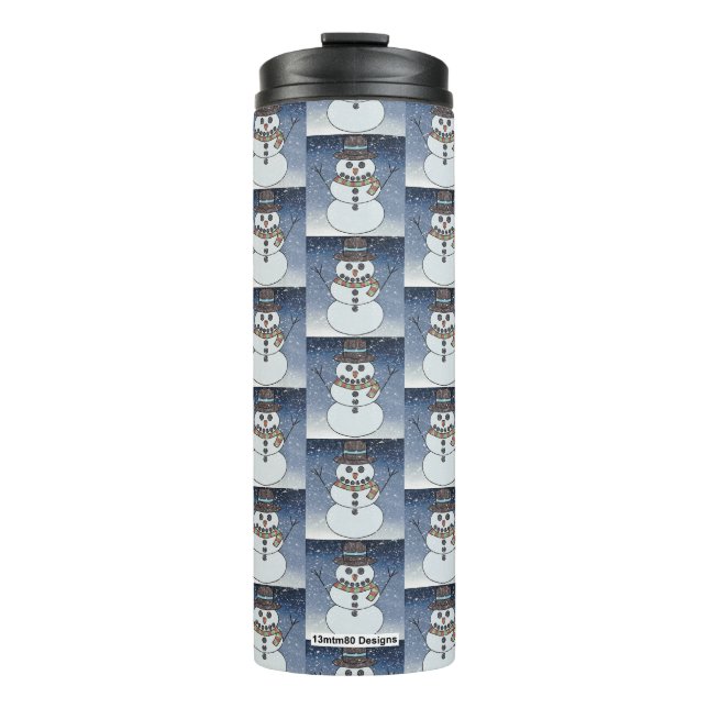 Schneemann mit BG - Thermal Tumbler Thermosbecher (Vorderseite)
