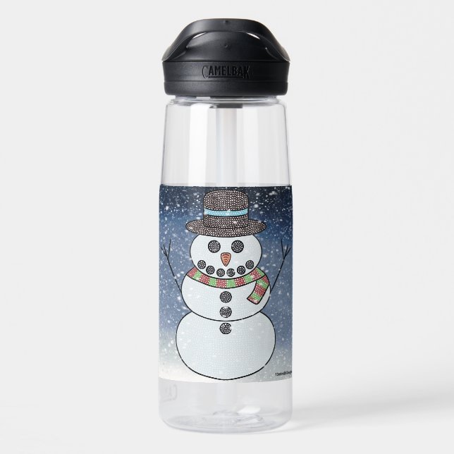 Schneemann mit BG - Wasserflasche Trinkflasche (Rückseite)
