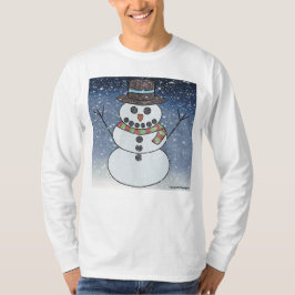 Schneemann mit BG (weiß) - Shirt mit langem Ärmel