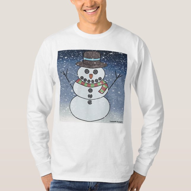 Schneemann mit BG (weiß) - Shirt mit langem Ärmel (Vorderseite)