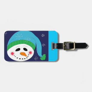 Schneemann mit blauem Hut Gepäckanhänger