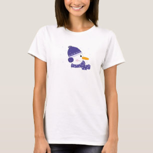 Schneemann mit blauem Hut und Schal T-Shirt