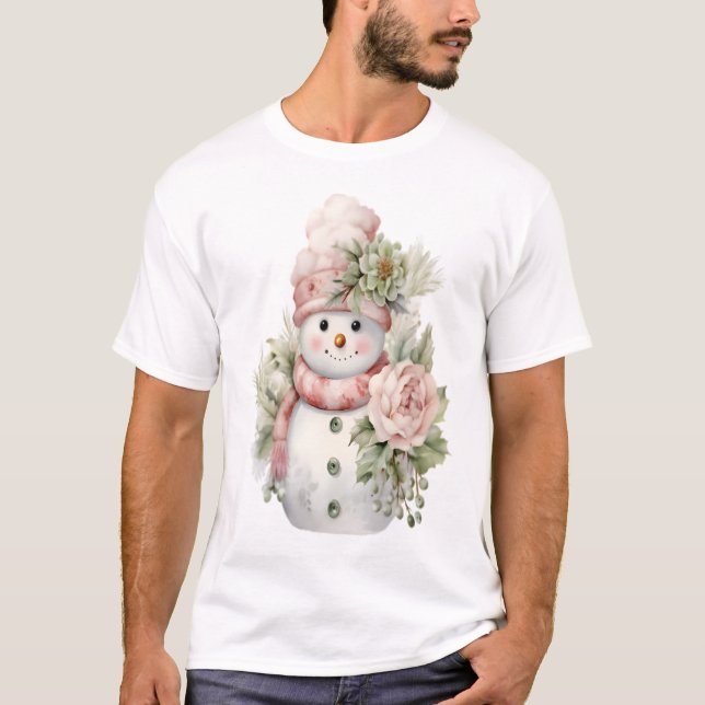 Schneemann mit Blume T-Shirt (Vorderseite)