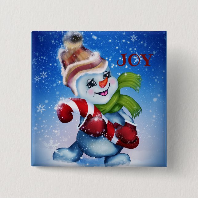 Schneemann mit einem Schal   Button (Vorderseite)