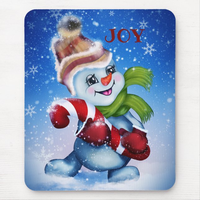 Schneemann mit einem Schal Mousepad (Vorne)