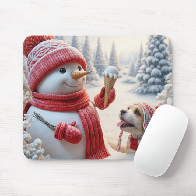 Schneemann mit Eiscreme Mousepad (Mit Mouse)