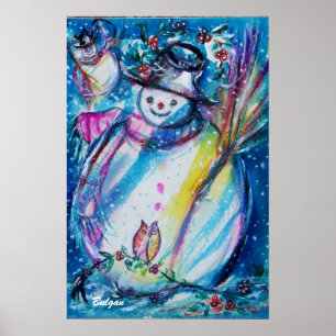 SCHNEEMANN MIT EULE POSTER