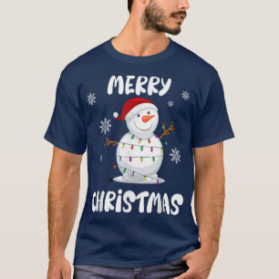 Schneemann mit Feenlicht und frohe Weihnachten T-Shirt