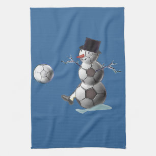 Schneemann mit Fußball Küchentuch