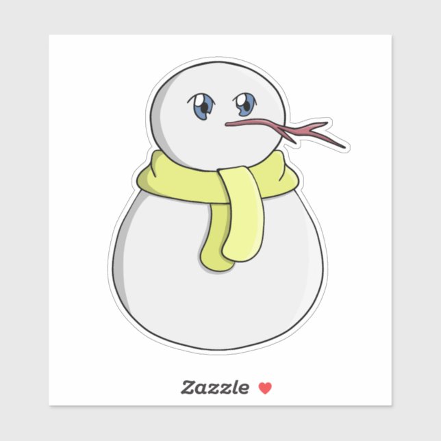 Schneemann mit gelbem Schal Aufkleber (Blatt)
