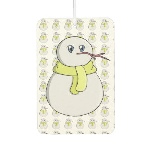 Schneemann mit gelbem Schal Autolufterfrischer