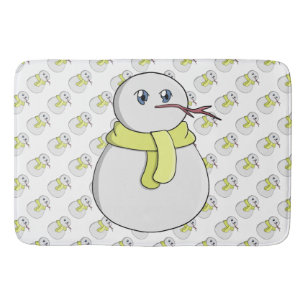 Schneemann mit gelbem Schal Badematte