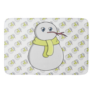 Schneemann mit gelbem Schal Badematte