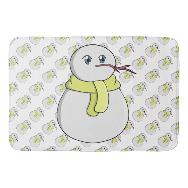 Schneemann mit gelbem Schal Badematte (Vorderseite)