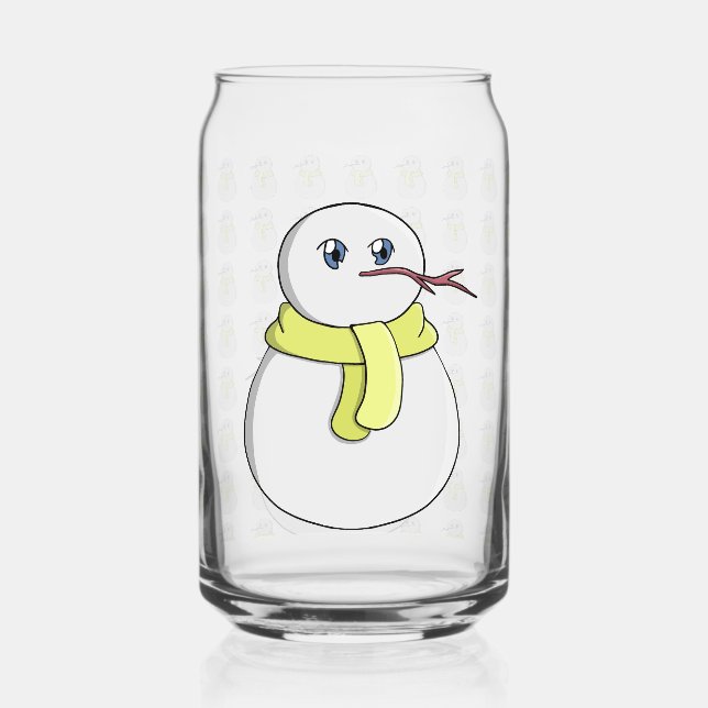 Schneemann mit gelbem Schal Dosenglas (Vorderseite)
