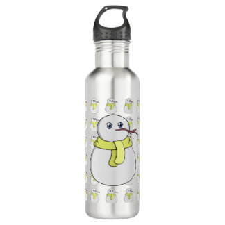 Schneemann mit gelbem Schal Edelstahlflasche