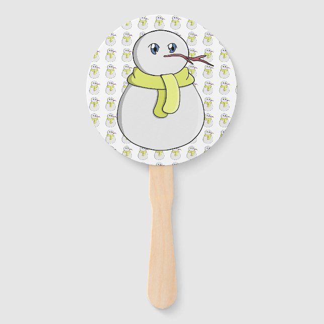 Schneemann mit gelbem Schal Fächer (Vorderseite)