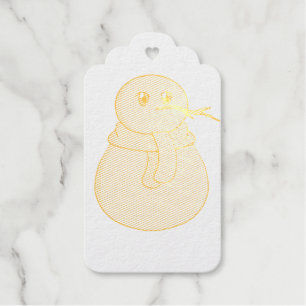 Schneemann mit gelbem Schal Geschenkanhänger
