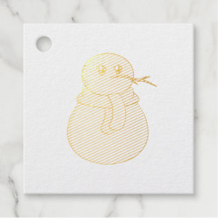 Schneemann mit gelbem Schal Geschenkanhänger
