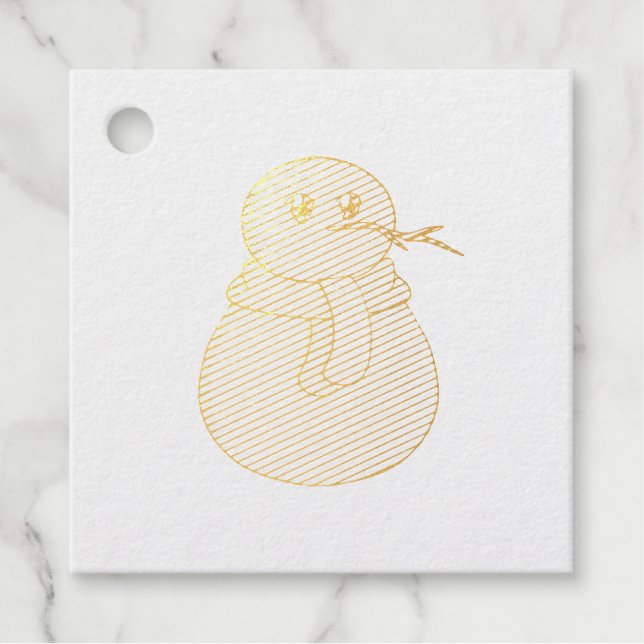 Schneemann mit gelbem Schal Geschenkanhänger (Vorderseite)