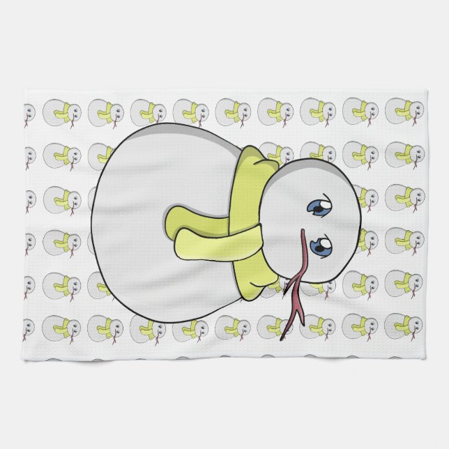 Schneemann mit gelbem Schal Geschirrtuch (Horizontal)