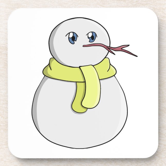 Schneemann mit gelbem Schal Getränkeuntersetzer (Vorderseite)