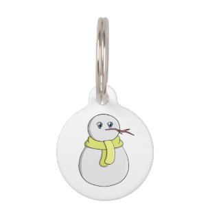 Schneemann mit gelbem Schal Haustiermarke