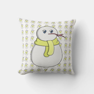 Schneemann mit gelbem Schal Kissen