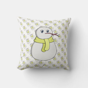 Schneemann mit gelbem Schal Kissen