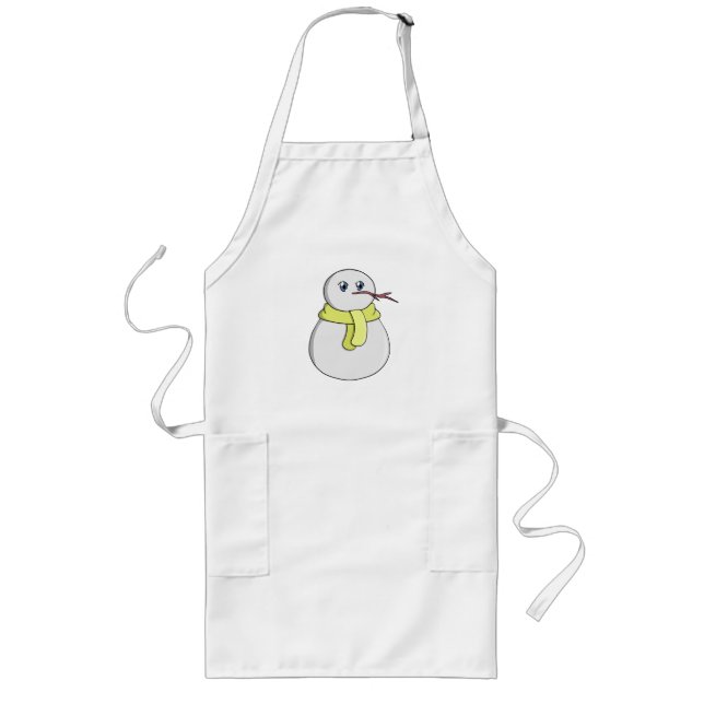 Schneemann mit gelbem Schal Lange Schürze (Vorne)