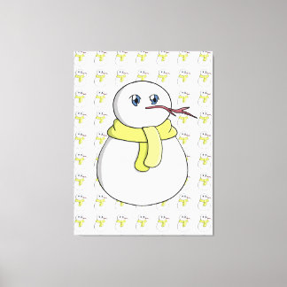 Schneemann mit gelbem Schal Leinwanddruck