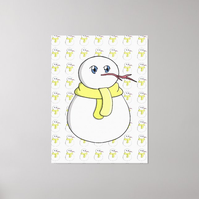 Schneemann mit gelbem Schal Leinwanddruck (Vorderseite)