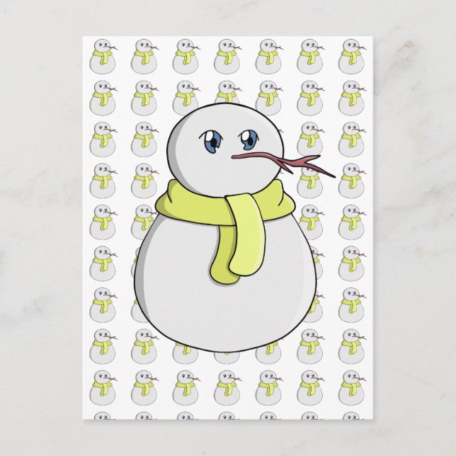 Schneemann mit gelbem Schal Postkarte (Vorderseite)