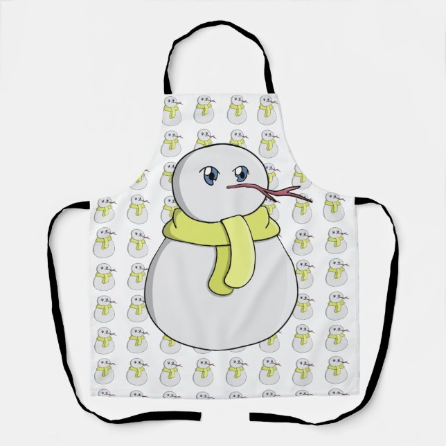 Schneemann mit gelbem Schal Schürze (Vorderseite)