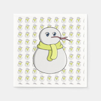 Schneemann mit gelbem Schal Serviette