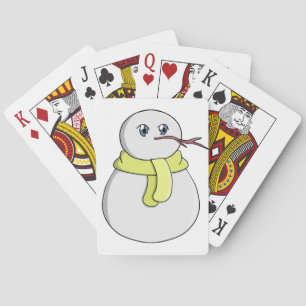 Schneemann mit gelbem Schal Spielkarten